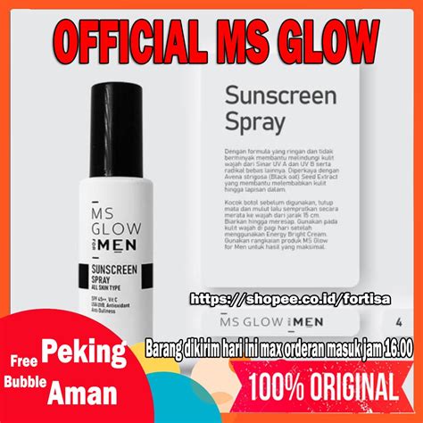 Kandungan utama bahan aktif uv filter untuk melindungi kulit dari paparan sibar matahari. Diskon Sun screen spray MS GLOW FOR MEN | Shopee Indonesia