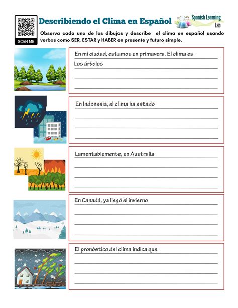 Describiendo El Clima En Espa Ol Ejercicios En Pdf Spanish Learning Lab