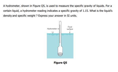 Solved A Hydrometer Shown In Figure Q5 Is Used To Measure Chegg Com