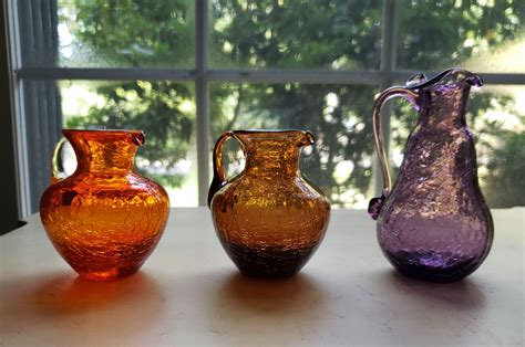 Collection Of Multi Colored Crackle Glass Pieces Aunt Gladys Attic