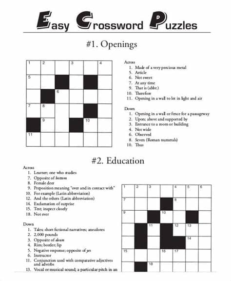 Crossword puzzle worksheetsterms of use. Beauteous Crossword Puzzles Easy Printable Free Puzzle 14 ...