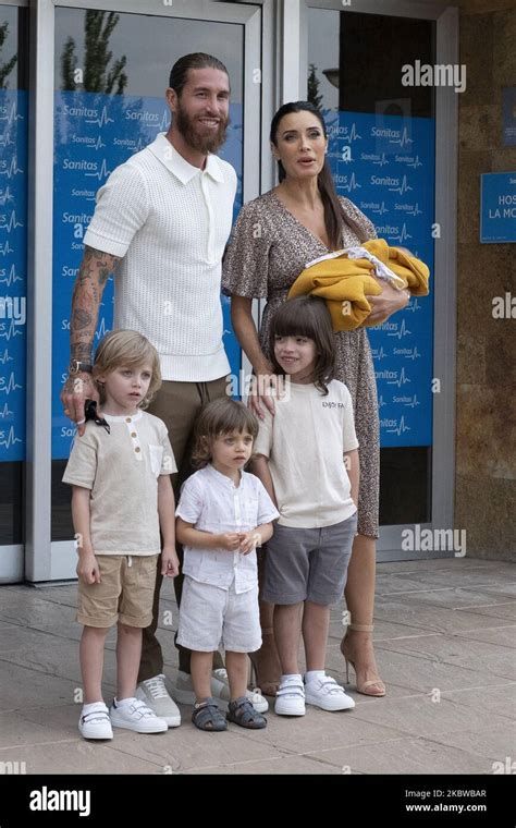 Real Madrid Player Sergio Ramos And His Wife Pilar Rubio Present Their