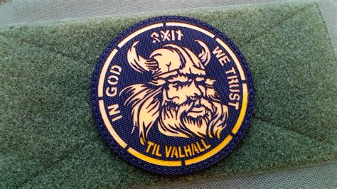 In Odin God We Trust Patch Yellow Viking Nordic Valknut Runes Valhalla