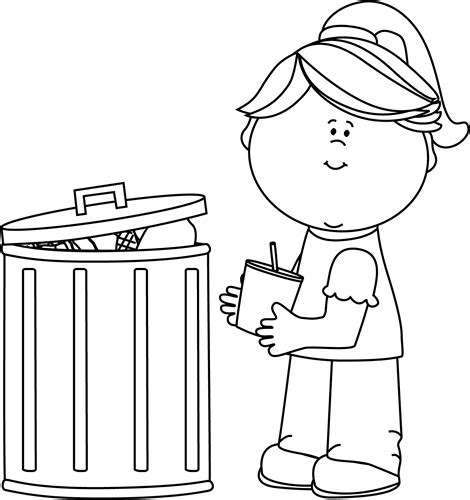 Black And White Girl Picking Up Trash Clip Art Black And White Girl