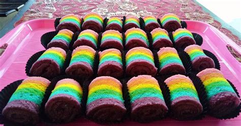 Resep Mini Roll Cake Rainbow Bolu Gulung Pelangi Kukus Anti Gagal