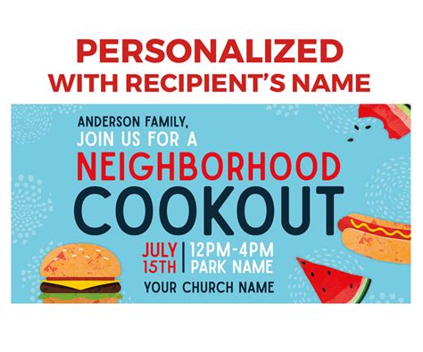 Neighborhood Cookout Personalized Postcard Church Postcards