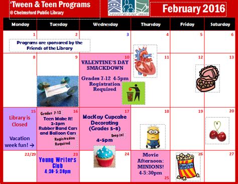february fun for teens chelmsford public library