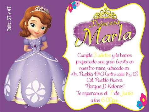 Princesita Sofia Cumpleaños Invitaciones Princesa Sofia Cumpleaños 41b