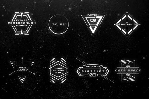 16 Sci Fi Badges Sci Fi Futuristic Typography Badge