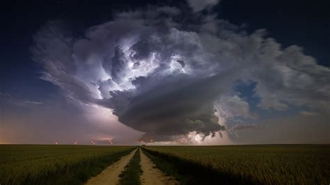 nature, Landscape, Clouds, Supercell (nature), Storm, Windmill, Lights ...