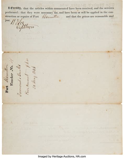 Robert E Lee Signed Fort Hamilton Receipt Autographs Military