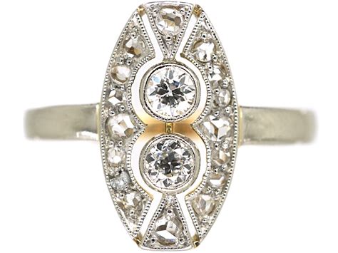 Art Deco Gold Ring Vintage Vintage Art Deco Aquamarine Ring K White