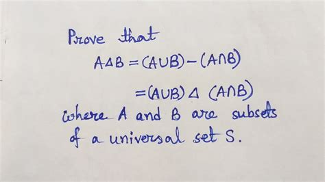 Prove That A Symmetric Difference B A U B A Intersection B