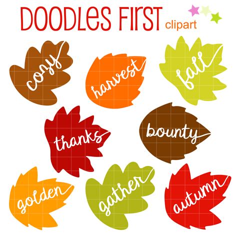 Autumn Words On Leaves Clip Art Set Daily Art Hub Free Clip Art