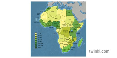 Afrika Bevölkerungsdichte Karte Geographie Swat Ks2 Illustration Twinkl