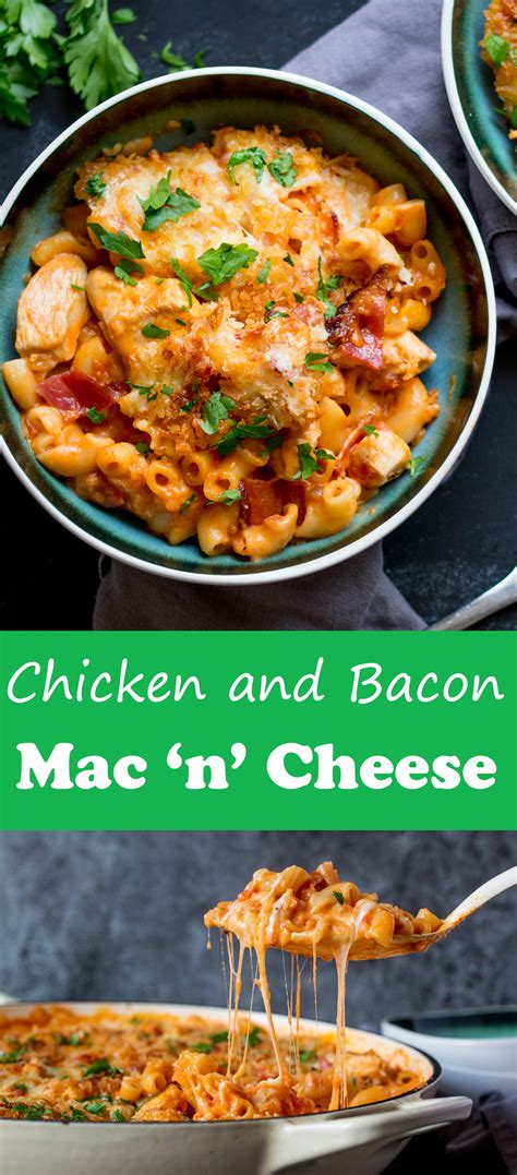 A buttery crust or topping would echo the mac n cheese, and the fruit will lighten everything up a bit. Easy Homemade Mac and Cheese Recipe with Chicken, Bacon and Tomato