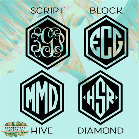 Hexagon Monogram Decal Personalized Vinyl Monogram Decal Etsy