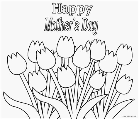 Flowers Tulips Bouquet Mothers Day Coloring Pages Free Printable