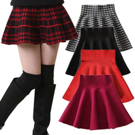 Cheap Children Girl Waist Knit Skirts Black Red Baby Tutu Skirt