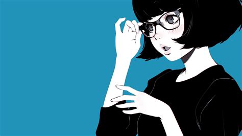 Download 1280x720 Anime Girl Short Hair Glasses Semi Realistic