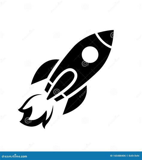 Rocket Ship Icon With Fire Flat Isolated On White Vector Stock Vector