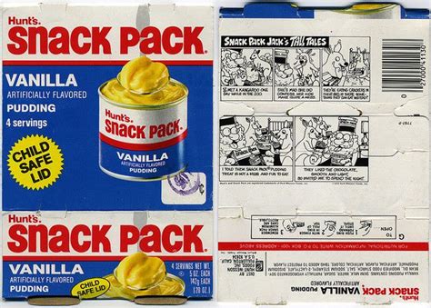 Hunts Snack Pack Vanilla Pudding Cardboard Container Front And Back