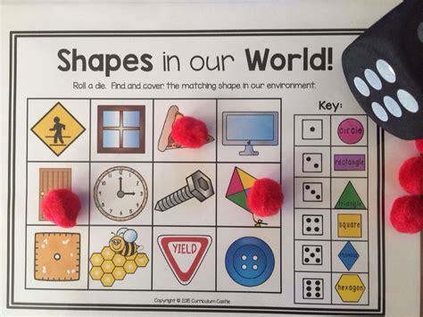 Shapes in the environment roll and cover activity. Perfect for Pre-K