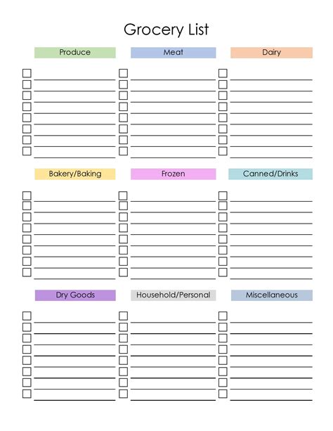 40 Best Master Grocery List Templates Printable Templatelab Images