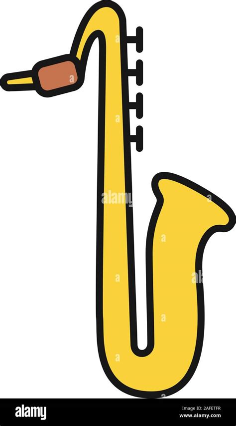 Saxophone Color Icon Sax Isolated Vector Illustration Stock Vector