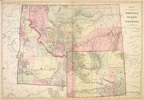 County And Township Map Montana Idaho And Wyoming Art Source International