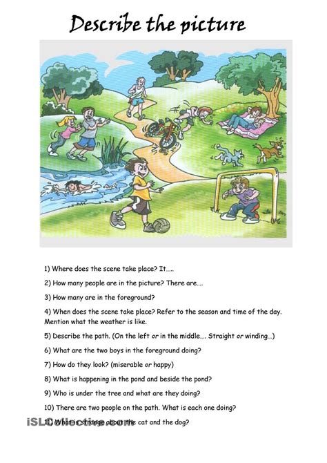 Worksheets have become an integral part of the education system. Describing a Picture | Picture comprehension, English ...