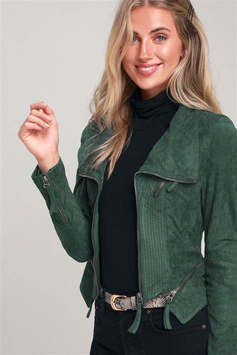 Ready For Anything Emerald Green Suede Moto Jacket Suede Moto Jacket