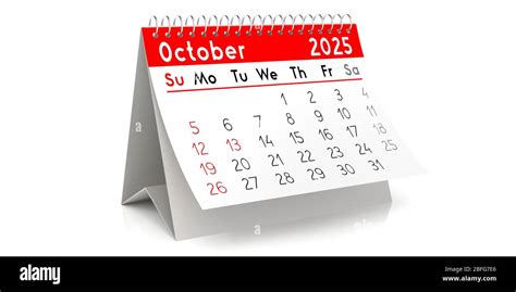 October 2025 Table Calendar 3d Illustration Stock Photo Alamy