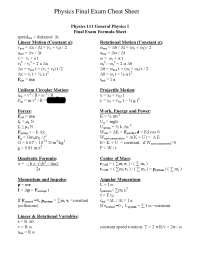 Physics Electricity And Magnetism Cheat Sheet Docsity