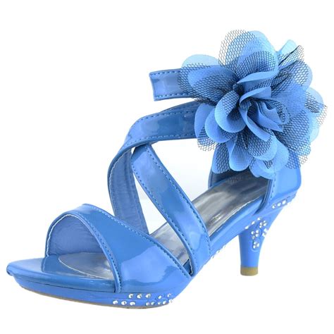 Ds By Ksc Kids Dress Sandals Strappy Patent Leather Flower High Heel