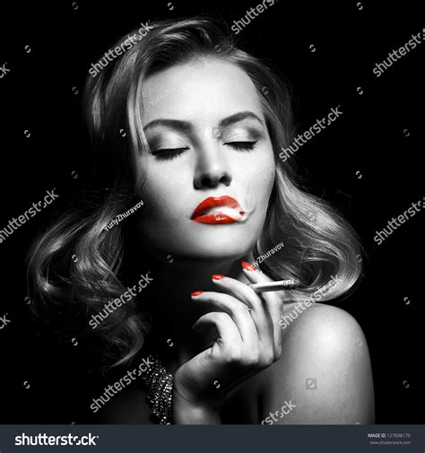 3077 Girl Smoking Cigarette Red Lips Images Stock Photos And Vectors
