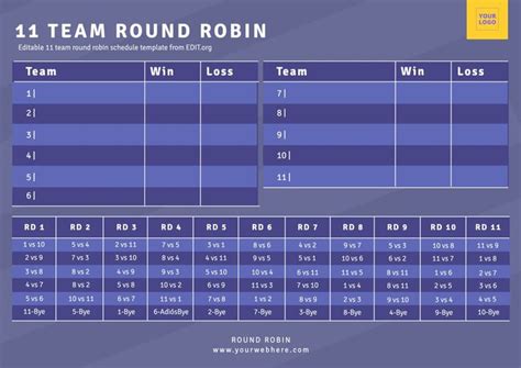 Free Round Robin Tournament Generator Sport Tournament Template