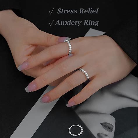 hxxyilok anxiety ring 925 sterling silver fidget ring for women men spinner rings girls anxiety