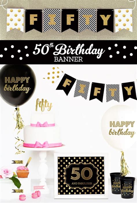 Items Similar To 50th Birthday Banner Fifty Birthday Gold Glitter