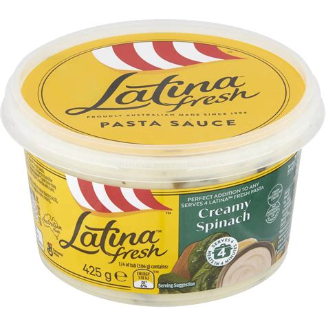 Latina Fresh Creamy Spinach Pasta Sauce 425g Gluten Free Products Of Australia