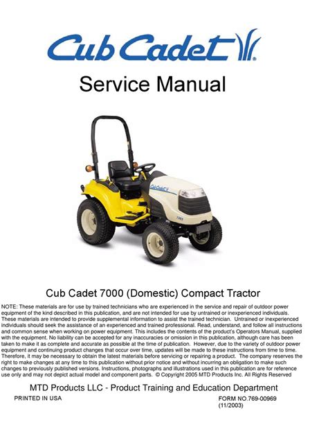 Cub Cadet 7000 Series Service Manual Pdf Download Manualslib