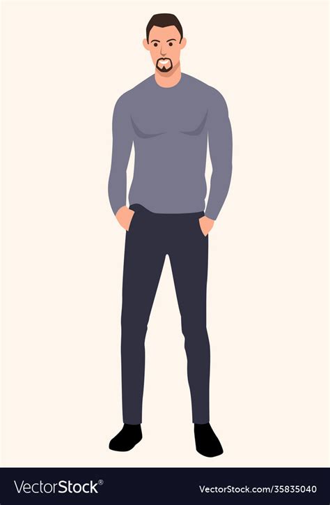 Skinny Tall Guy Wearing Sweater Royalty Free Vector Image