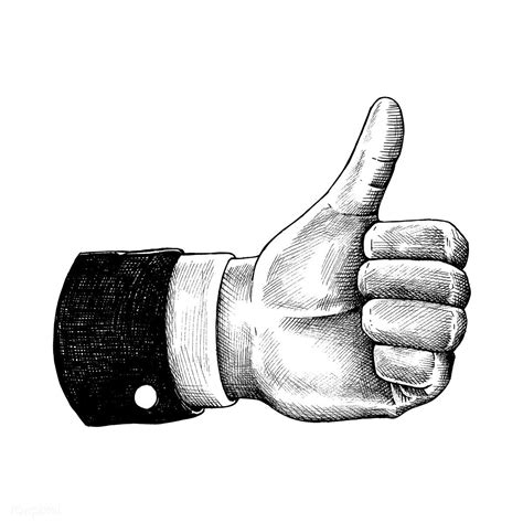 Hand Drawn Thumb Up Isolated On White Background Premium Image By