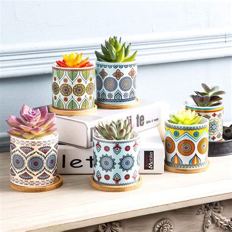 Mandala Succulent Planter Set 3 Inch Planters Set Of 6 With Etsy