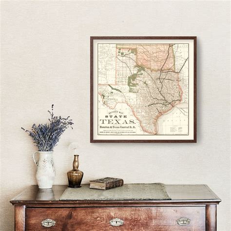 Vintage Map Of Texas 1877 By Teds Vintage Art