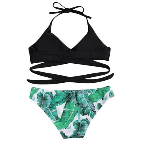 2018 hot sexy cross brazilian bikinis women leaves swimwear beach bathing suit bandage bikini