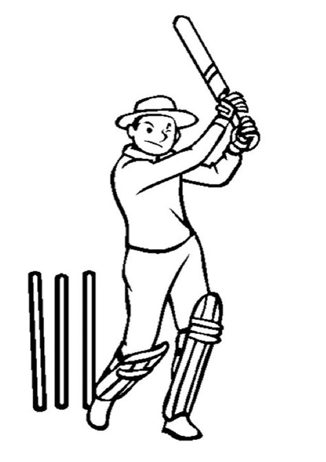 Coloring Pages Cricket Player Coloring Page