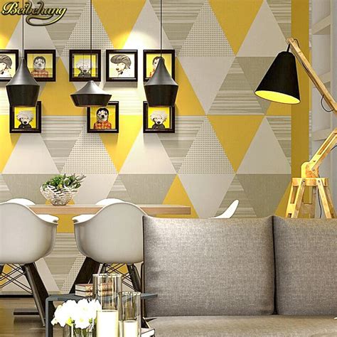 Beibehang Modern Fashion Gray Yellow Blue Bedroom Washable Wall Paper