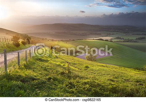 Beautiful English Countryside Landscape Over Rolling Hills Stunning