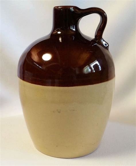 Vintage Stoneware Pottery Jug Two Tone Brown Tan 8 Usa Made Marked 135